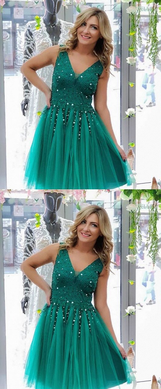 Pretty Turquoise Tulle Beaded Short Dress, Elegant Homecoming Dress  cg3454