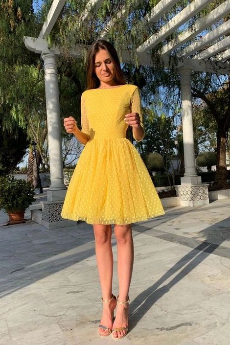 2019 Homecoming Dresses A Line yellow homecoming dress cg3471