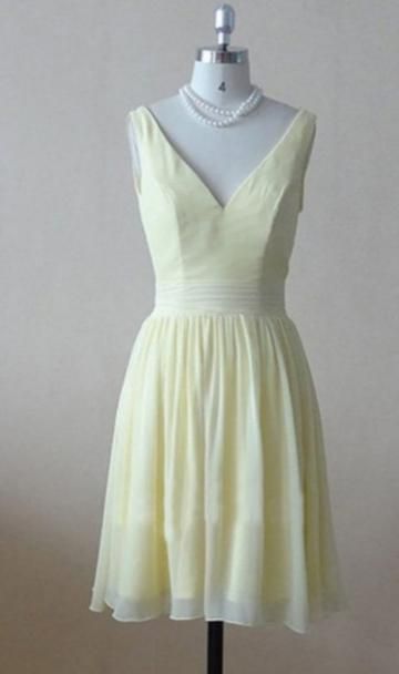 Short Chiffon Homecoming Dress Customized, Sleeveless V-Neck  cg3720