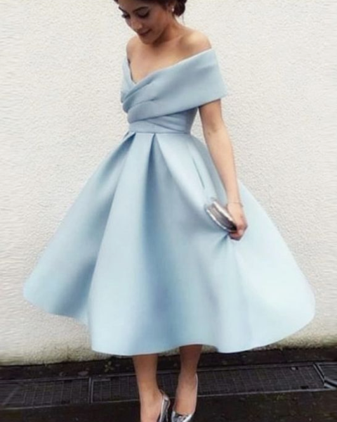 light blue homecoming dress,short dress,tea length party dress cg3821