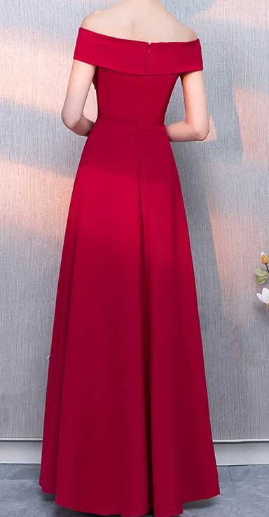 Charming Red Off Shoulder Sweetheart A-Line Party Dress, Red Bridesmaid prom Dress cg3835