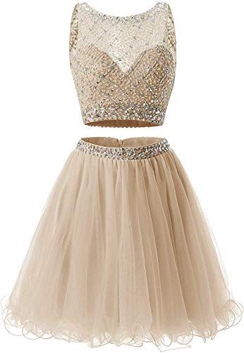 Short Homecoming Dresses Juniors Two Piece Dress Short A line Tulle Beaded Sequins Party Dresses  cg3927