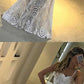 Mermaid Spaghetti Straps Floor-Length Sleeveless White Lace Prom Dress cg4433