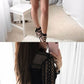 A-Line Jewel High Low Long Sleeves Hollow Black Lace Homecoming Dress cg451
