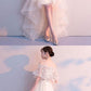 Champagne tulle high low prom dress, tulle evening dress, tulle lace bridesmaid dress cg491