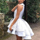 A-Line V-Neck Sleeveless Short Homecoming Cocktail Dress With Lace cg544