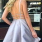 Deep V-Neck Gray Satin Homecoming Cocktail Dress With Pockets cg547