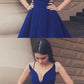 A-Line Deep V-Neck Spaghetti Straps Royal Blue Homecoming Dresses  cg578