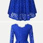 Lace 3/4 Sleeve Royal Blue Homecoming Dress, Short Homecoming Dresses  cg5789