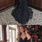 Prom Dresses Ball Gown, Off the Shoulder Black Lace Long Prom Evening Dress  cg5880
