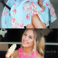 Pink Lace Blue Floral Satin Halter Homecoming Dresses cg751