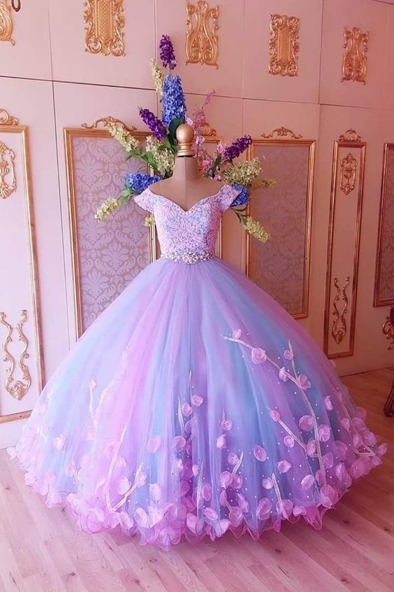 Princess Pink and Blue Ball Gown Cheap Prom Dresses,Quinceanera Dresses  cg791