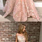 Blush Pink Lace A-line Prom Dresses, long Prom dress cg836