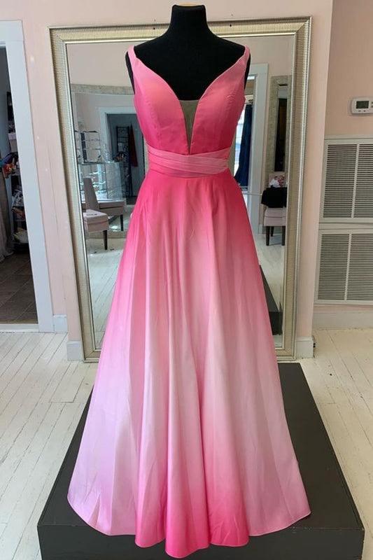 Pink Ombre Long Prom Dress  cg8515