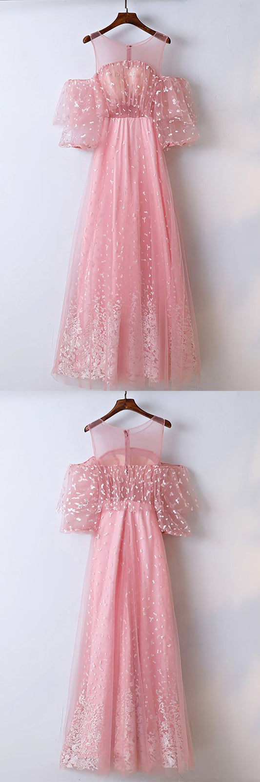 Prom Dresses Lovely Pink Applique Lace Long Prom Dress  cg8851