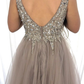 A line tulle beads long prom dress evening dress  cg9101