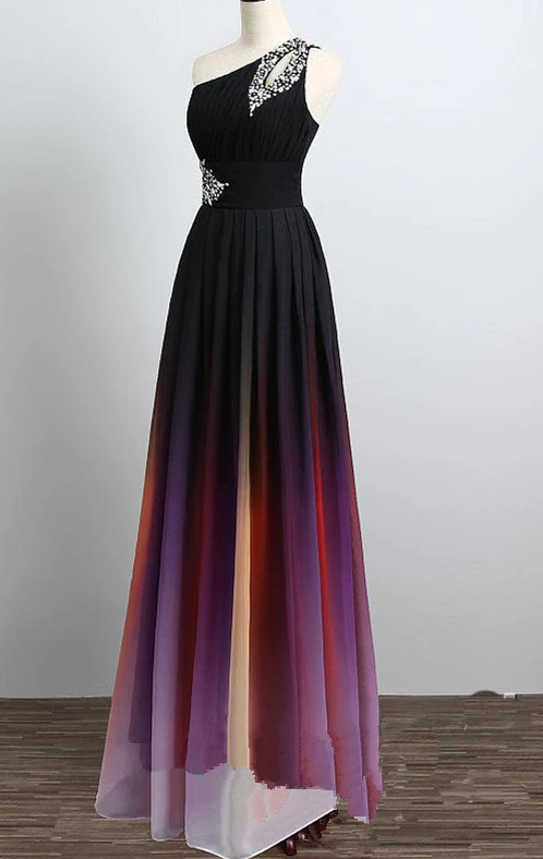 Lovely Gradient Beaded Long Party Dress, Long Chiffon Prom Dress  cg9103