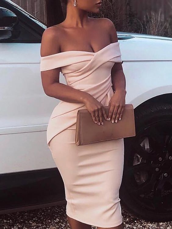Cross Over Off Shoulder Ruched Bodycon homecoming Dress cg914