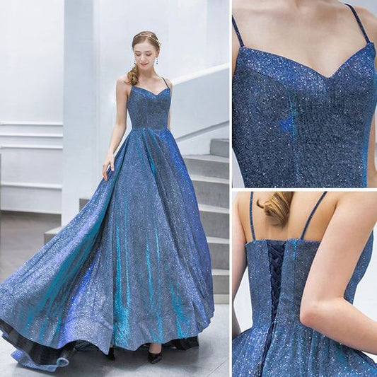 Sparkly Ocean Blue Evening Dresses Prom Dresses Cheap  cg9193