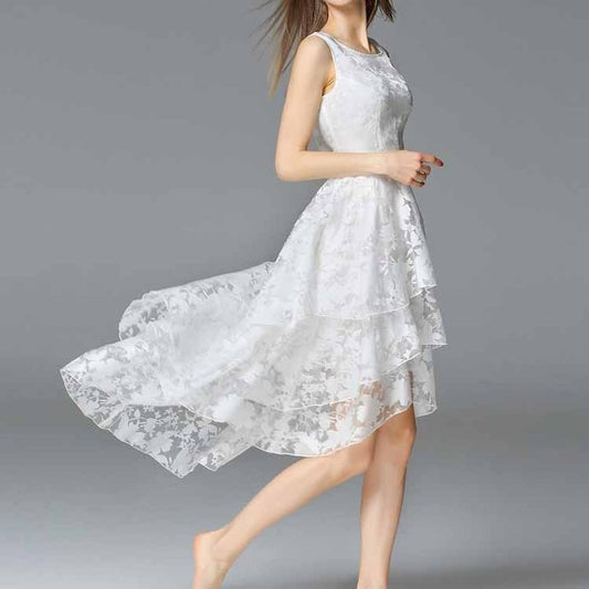 Cute White Tulle Sweetheart High Low Party Dress, High Low Formal prom Dress  cg9217