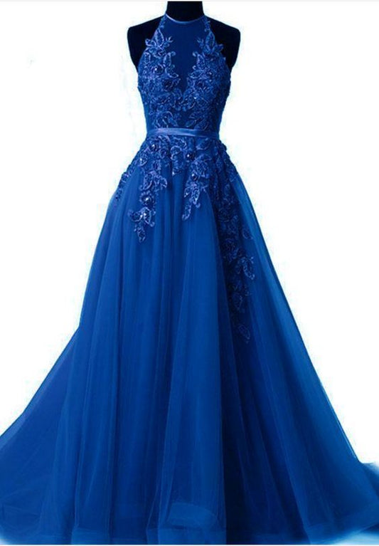 Prom Dresses,modest Royal Blue Prom Dresses, Unique Party Dresses With Lace  cg9327
