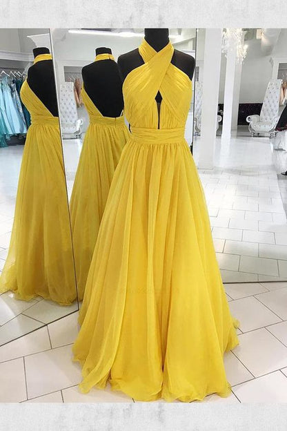Yellow Prom Dress, Long Evening Dress,prom Dresses cg972