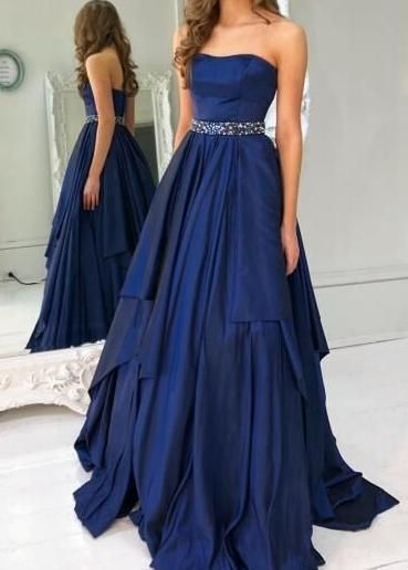 Strapless A-line Long Prom Dress ,2019 Fashion Formal Dresses ,Modest Pageant Dress  cg981